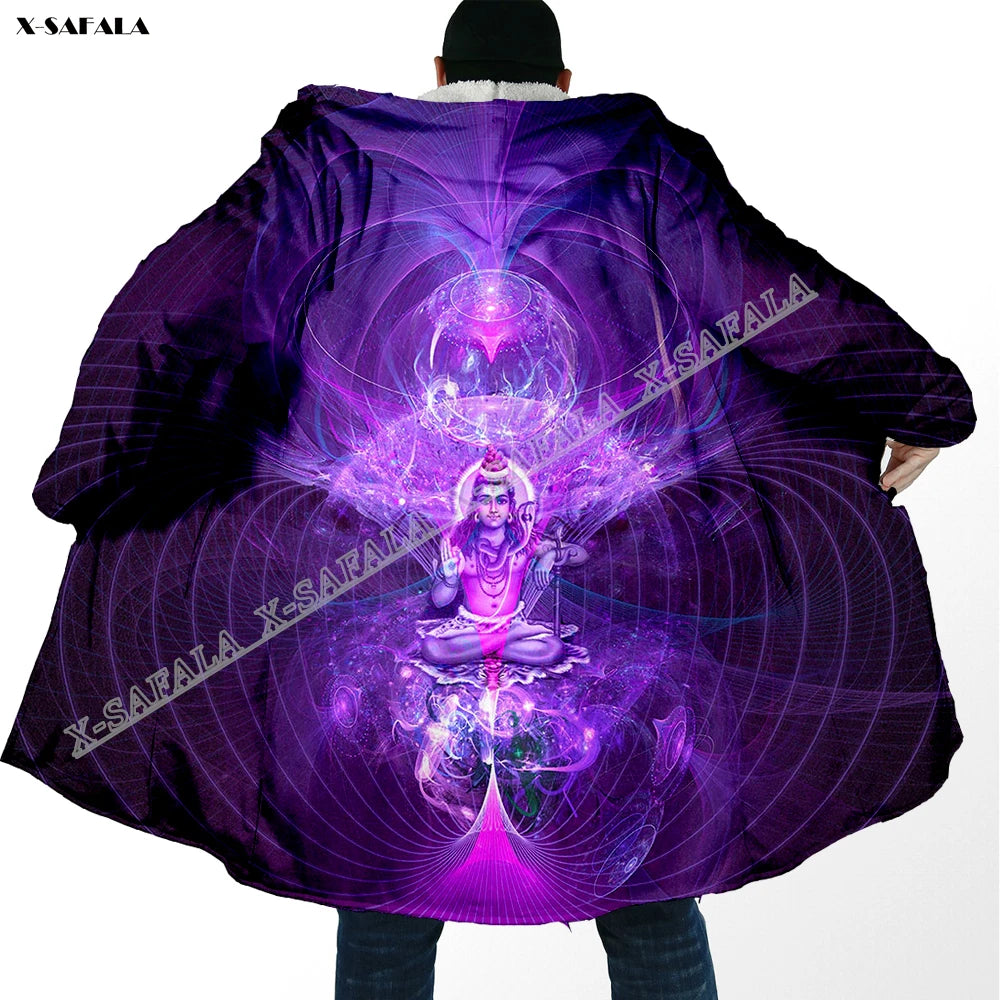 Psychedelic hooded Fleece Lined Cloak