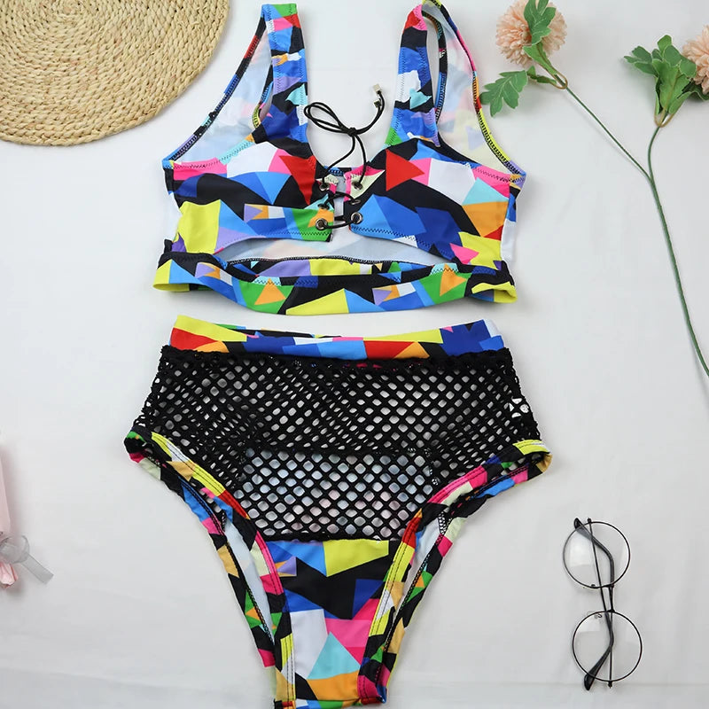 Sexy Push Up Two Piece Lace Up Bikini Set