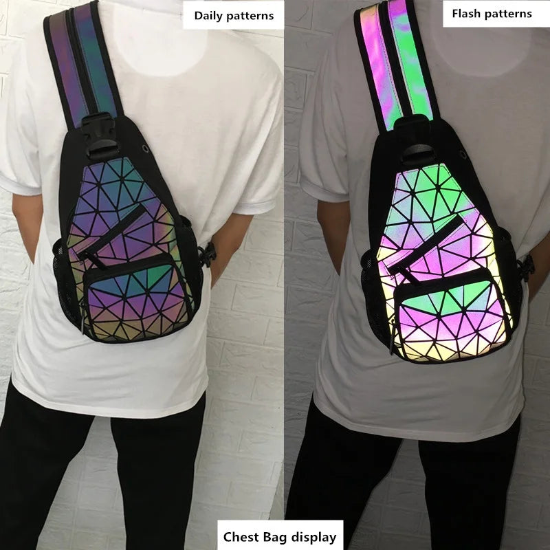 Holographic Geometric Male Shoulder Bag