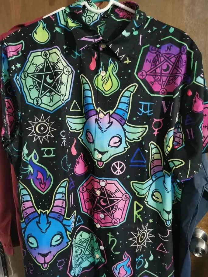 Goat Boy inspired button up Hawaiian Rave Shirt