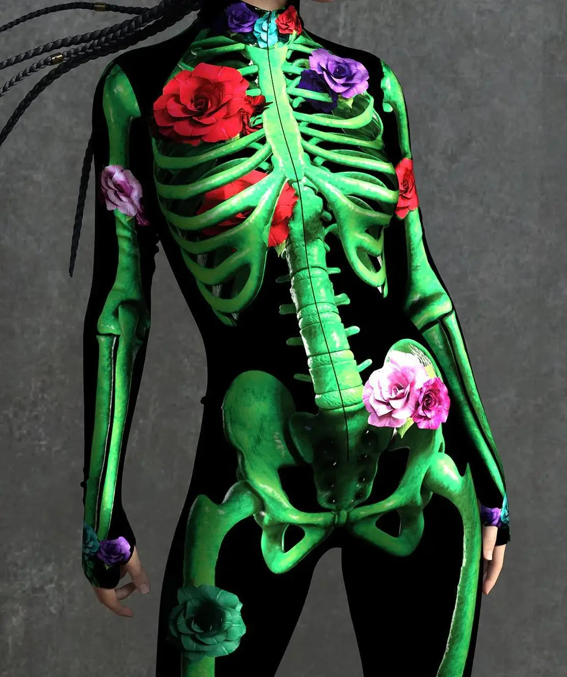 Colorful Skeleton Full-Body Rave Bodysuit