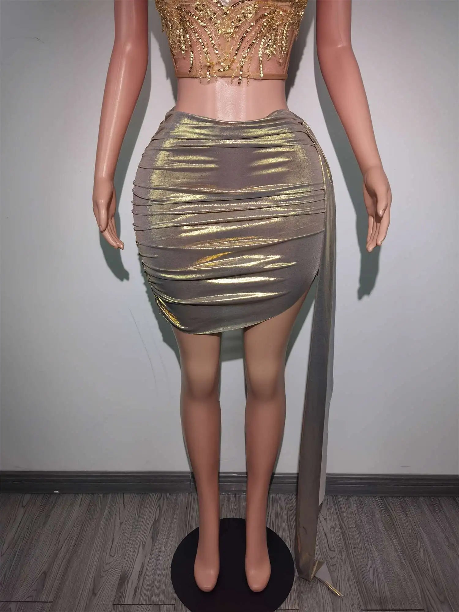 2024 Sexy Gold Bandage Short 2 Piece Evening Dress