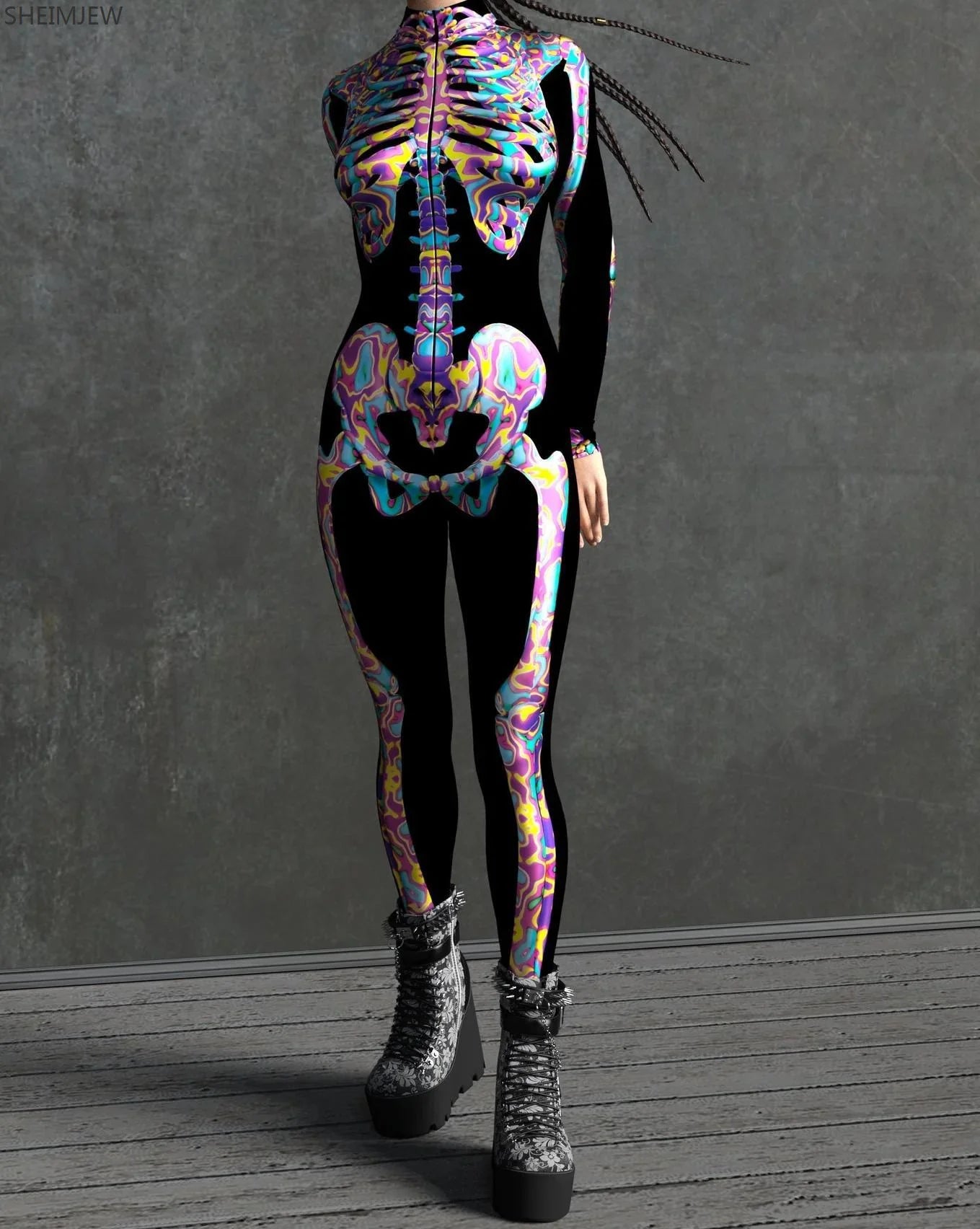 Skeleton Full-Body Rave Bodysuit