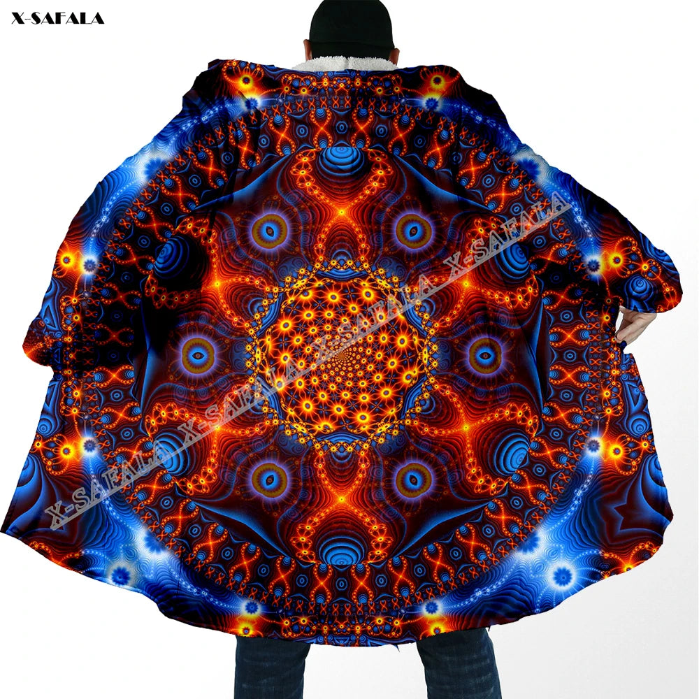 Psychedelic hooded Fleece Lined Cloak