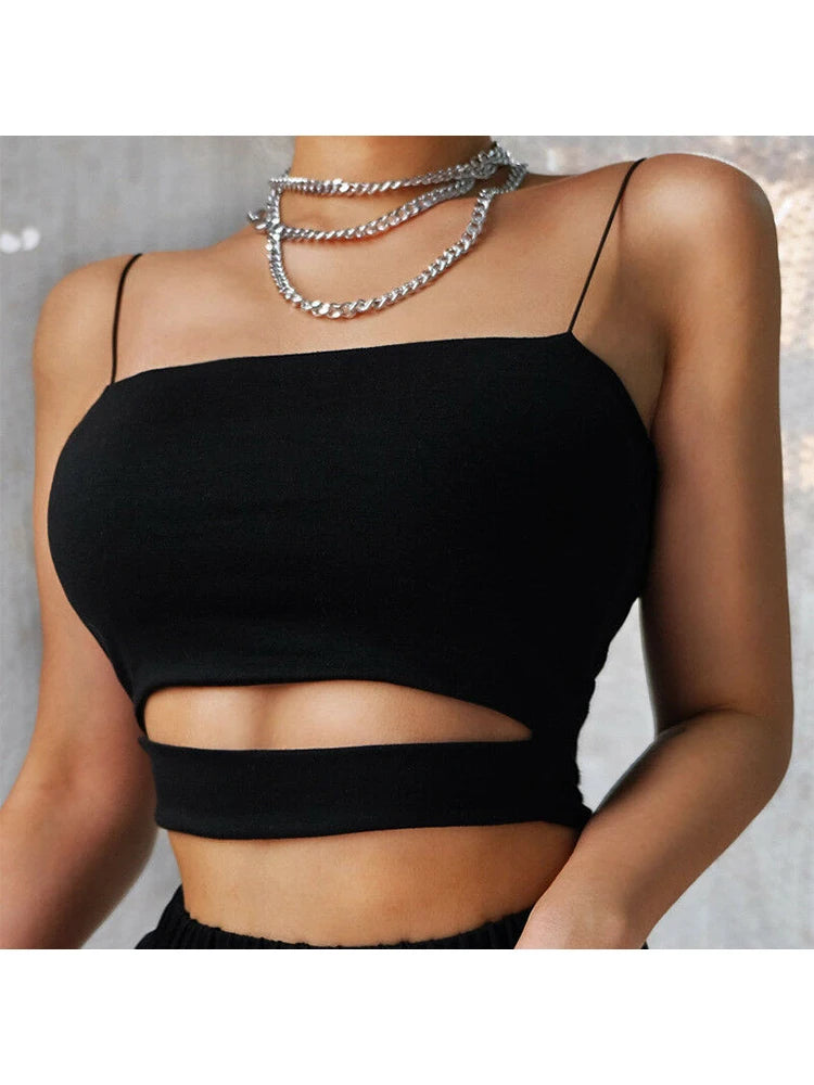 New Fashion Black Rave Crop Top 