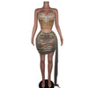 2024 Sexy Gold Bandage Short 2 Piece Evening Dress