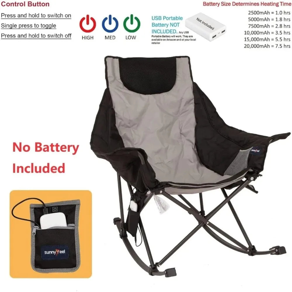 Folding Rocking Camping Chair with Luxury Padded Recliner