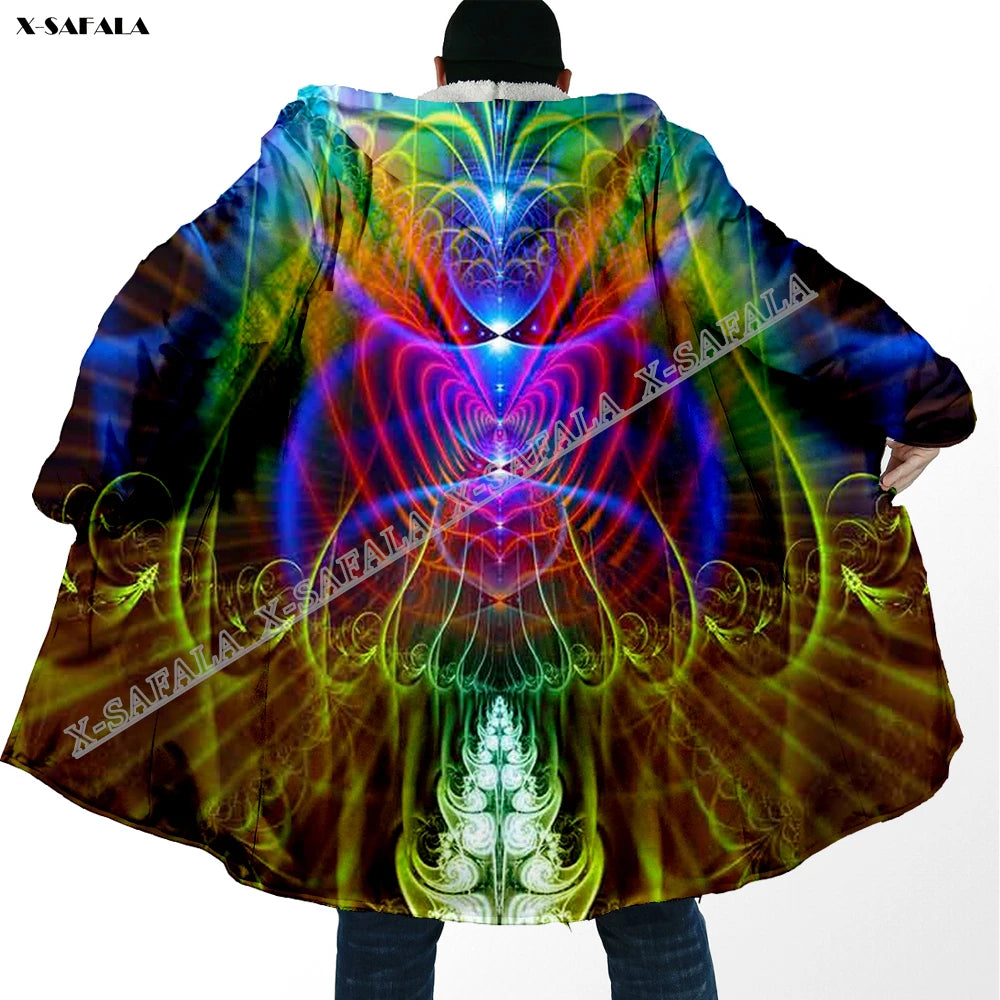 Psychedelic hooded Fleece Lined Cloak