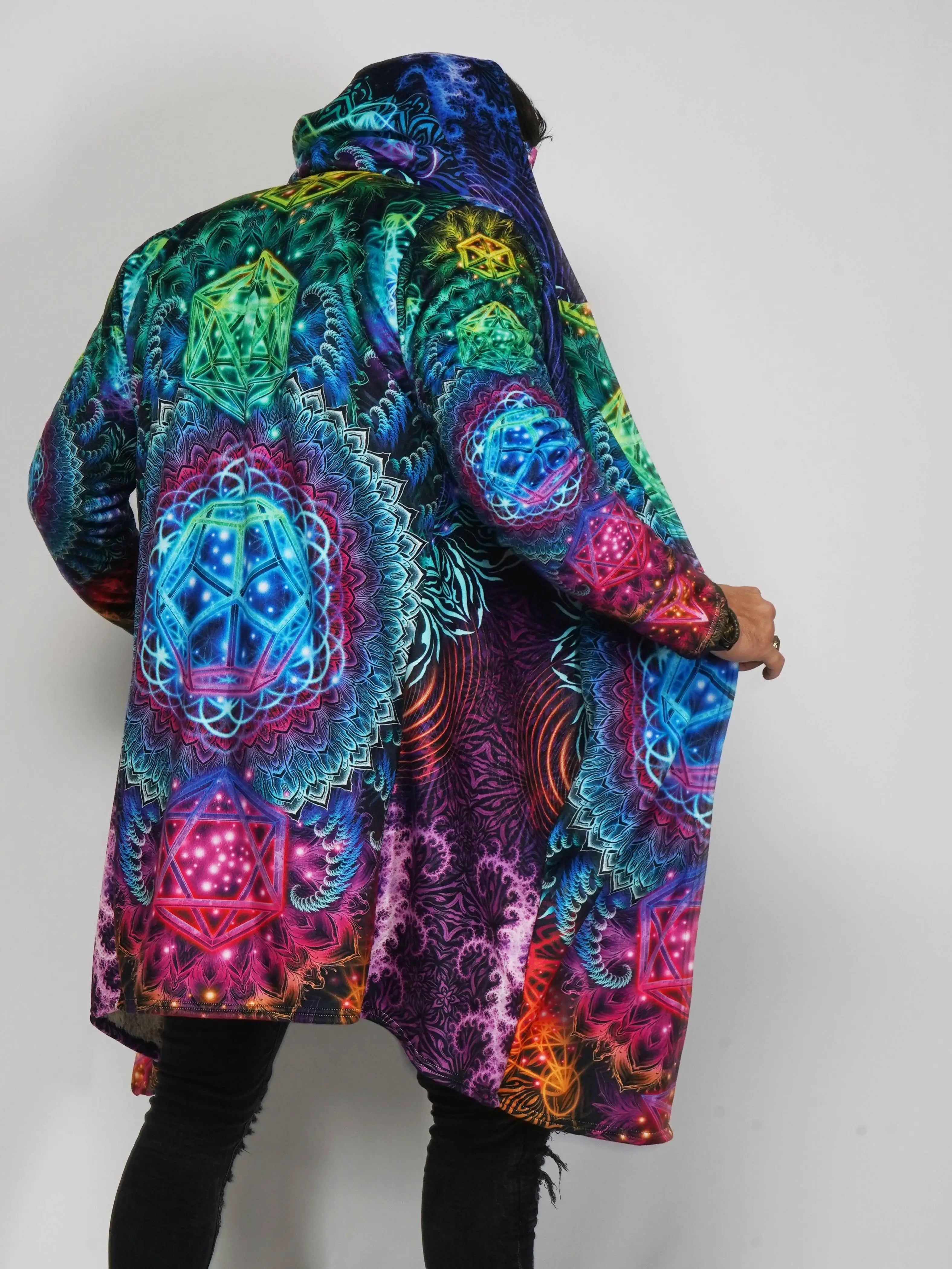 Psychedelic hooded Fleece Lined Cloak