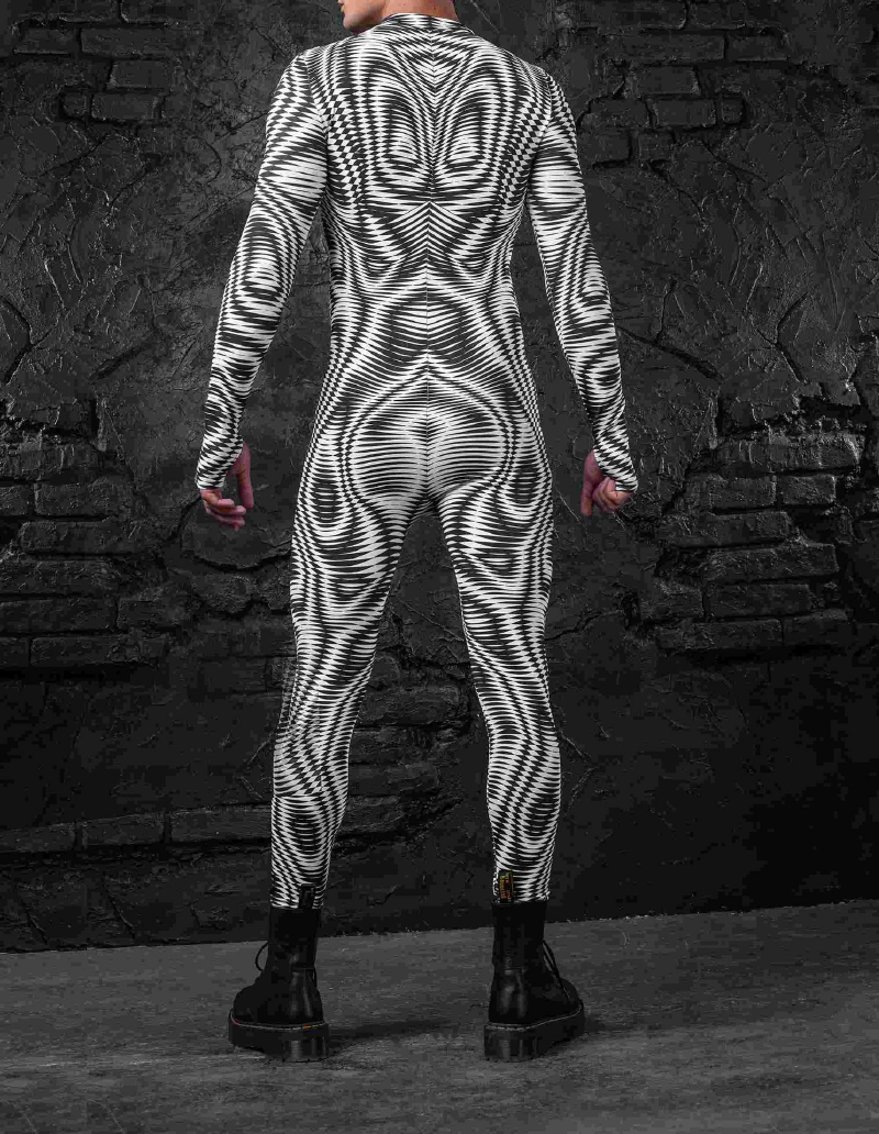 Trippy-Twill Full-Body Rave Bodysuit Mens