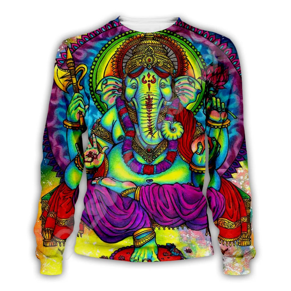 Trippy Buddha Elephant Pullover Hoodie