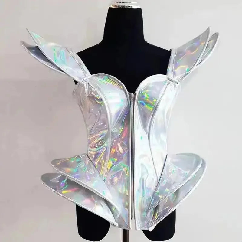 White Holographic Handmade Bodysuit