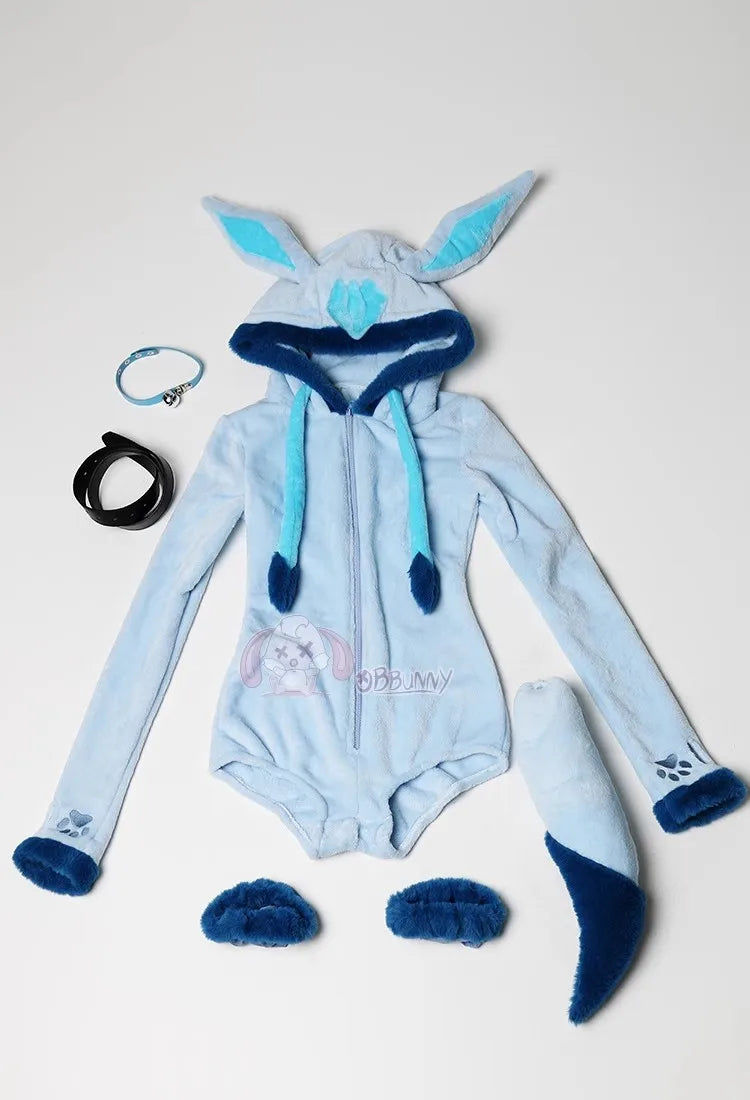 Glaceon Plush Hooded Rave Romper