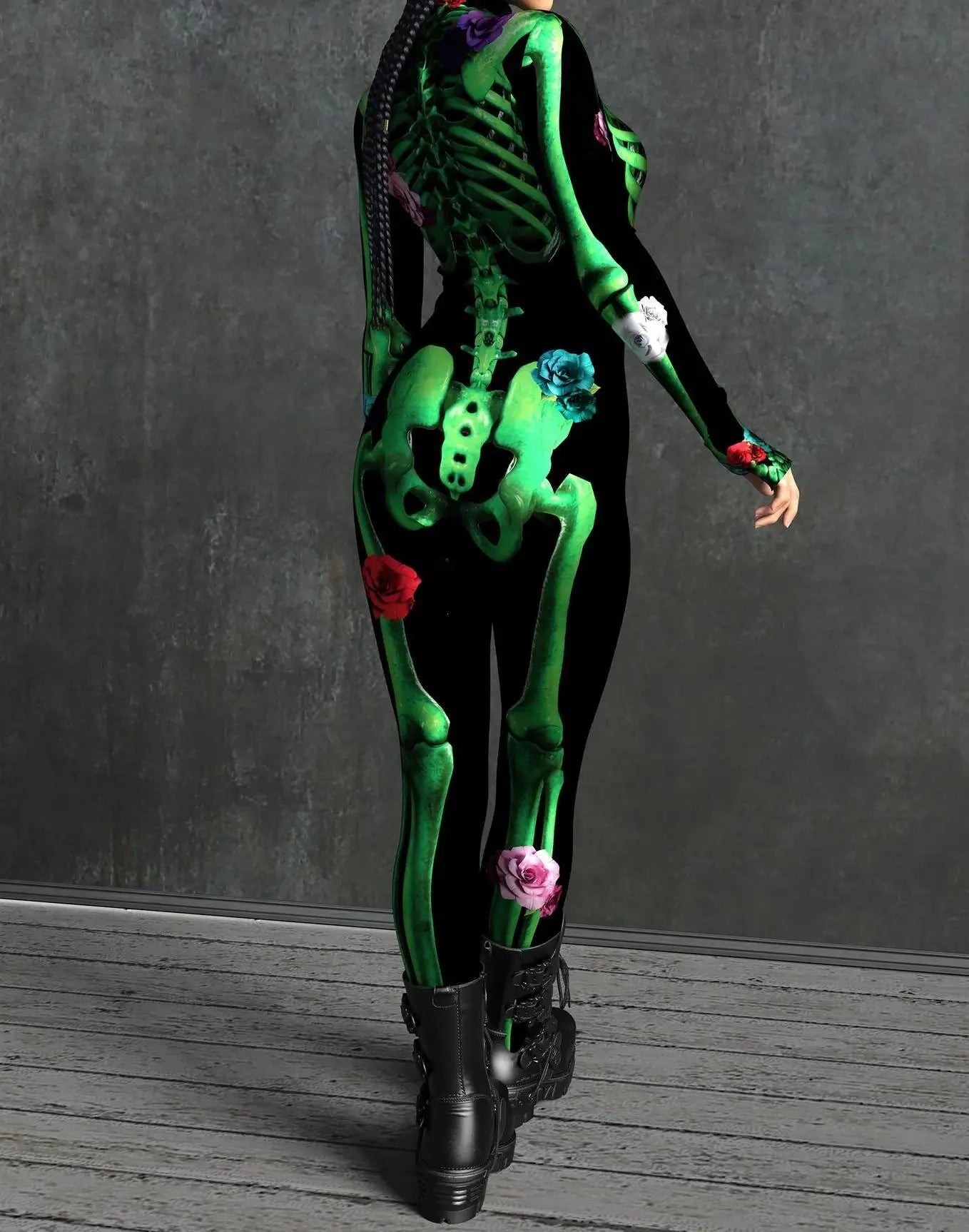 Colorful Skeleton Full-Body Rave Bodysuit