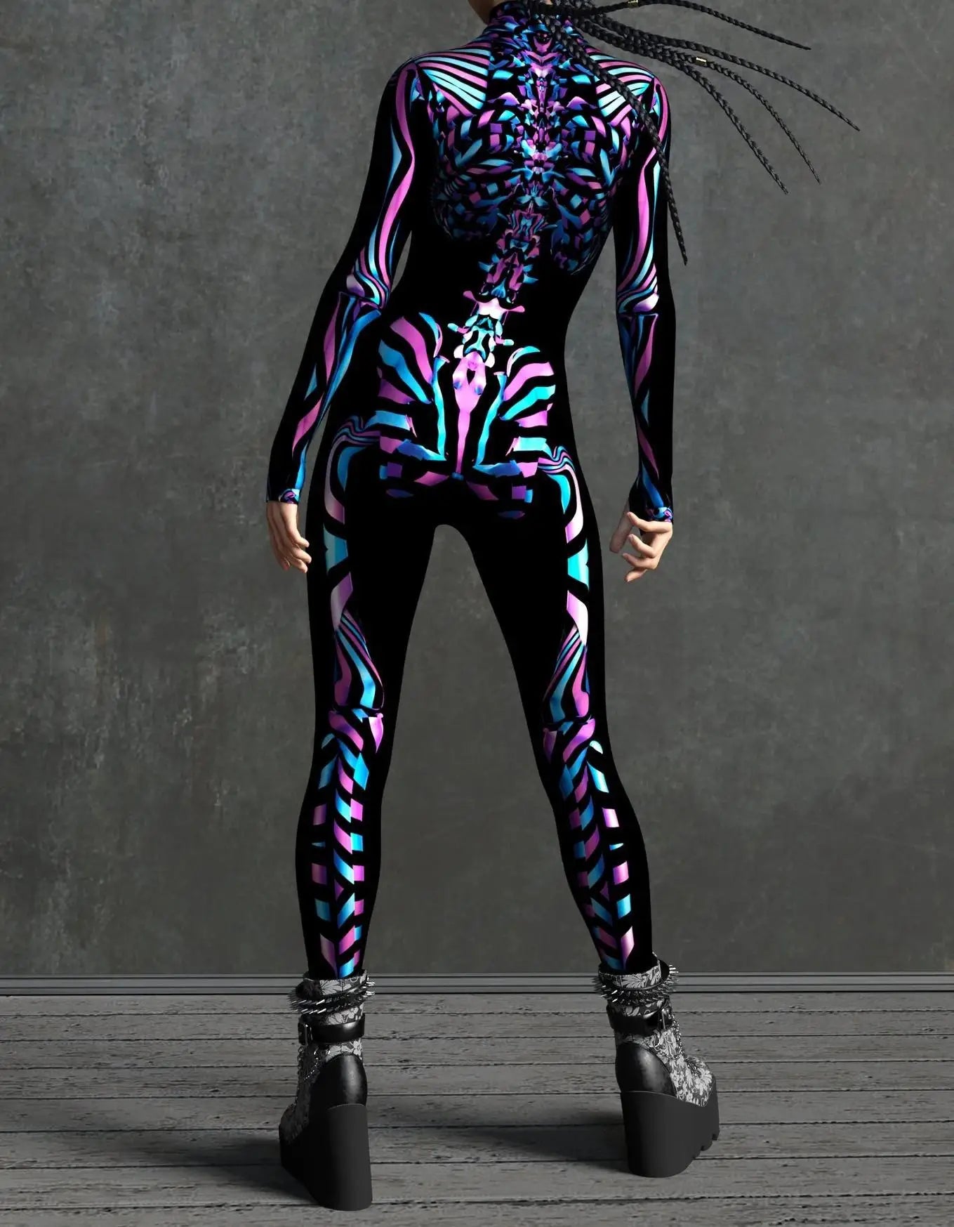 Colorful Skeleton Full-Body Rave Bodysuit