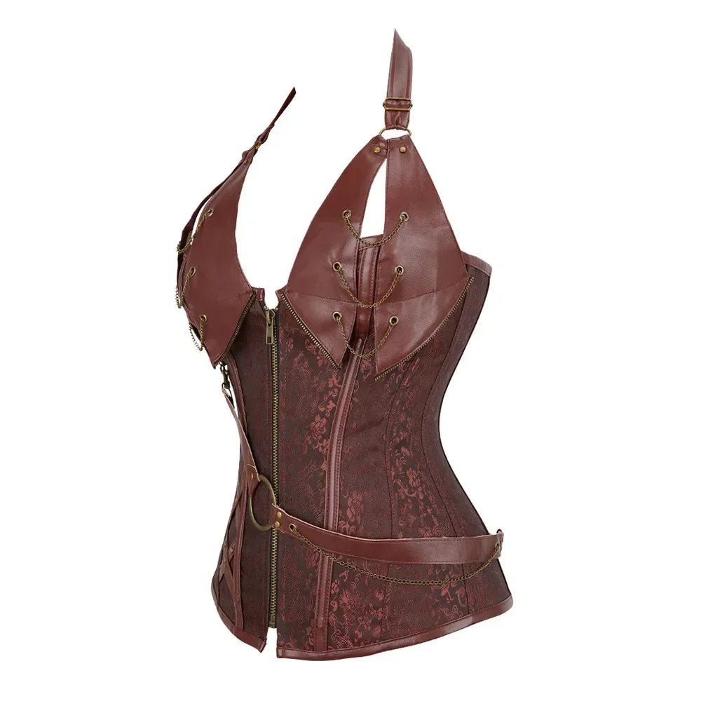 Steampunk Halter Leather Corset