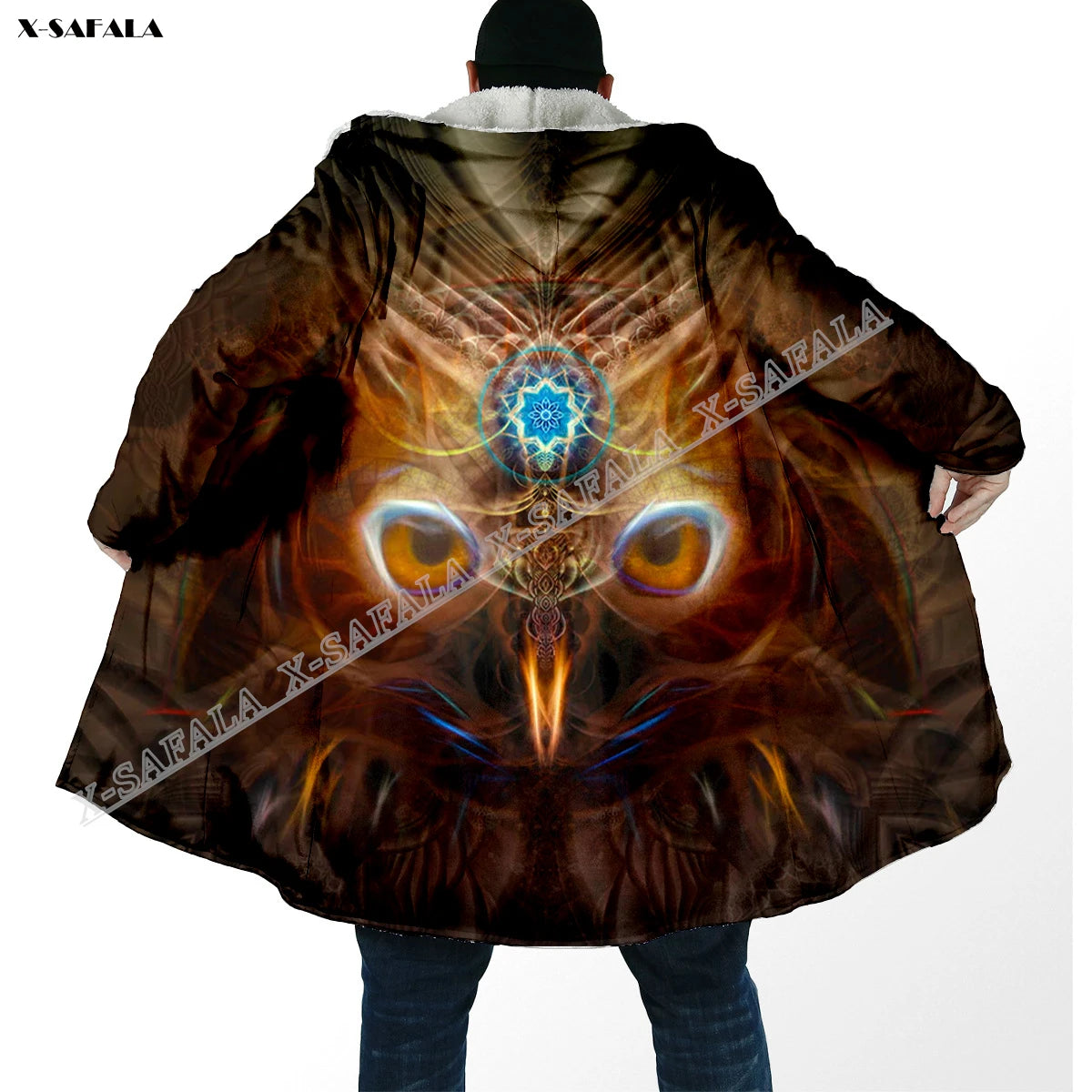 Psychedelic hooded Fleece Lined Cloak