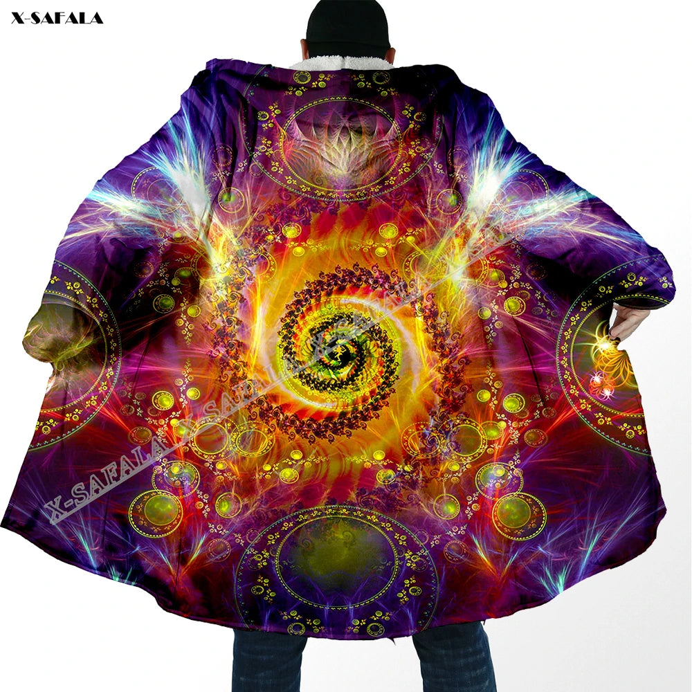 Psychedelic hooded Fleece Lined Cloak