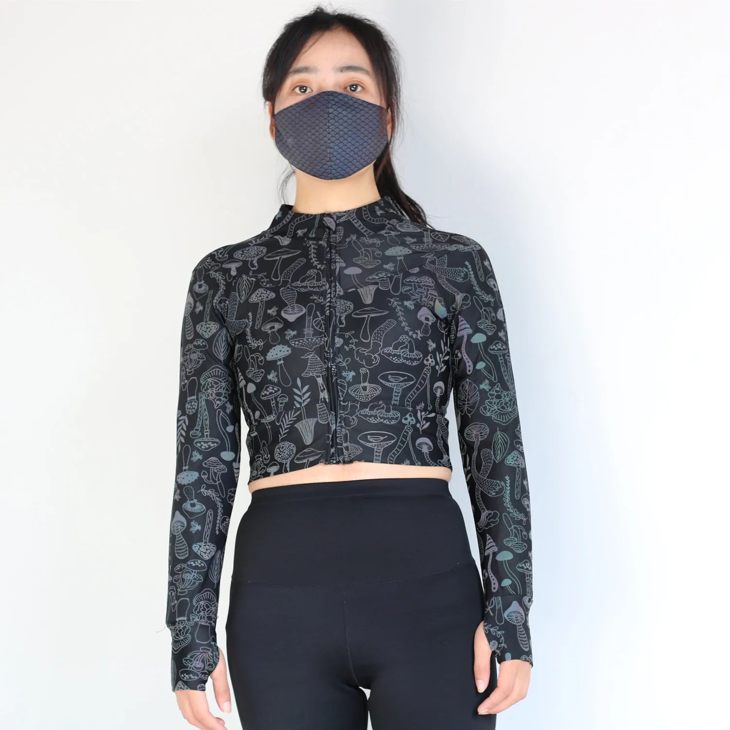 Reflective Cropped  Zip-up Jacket