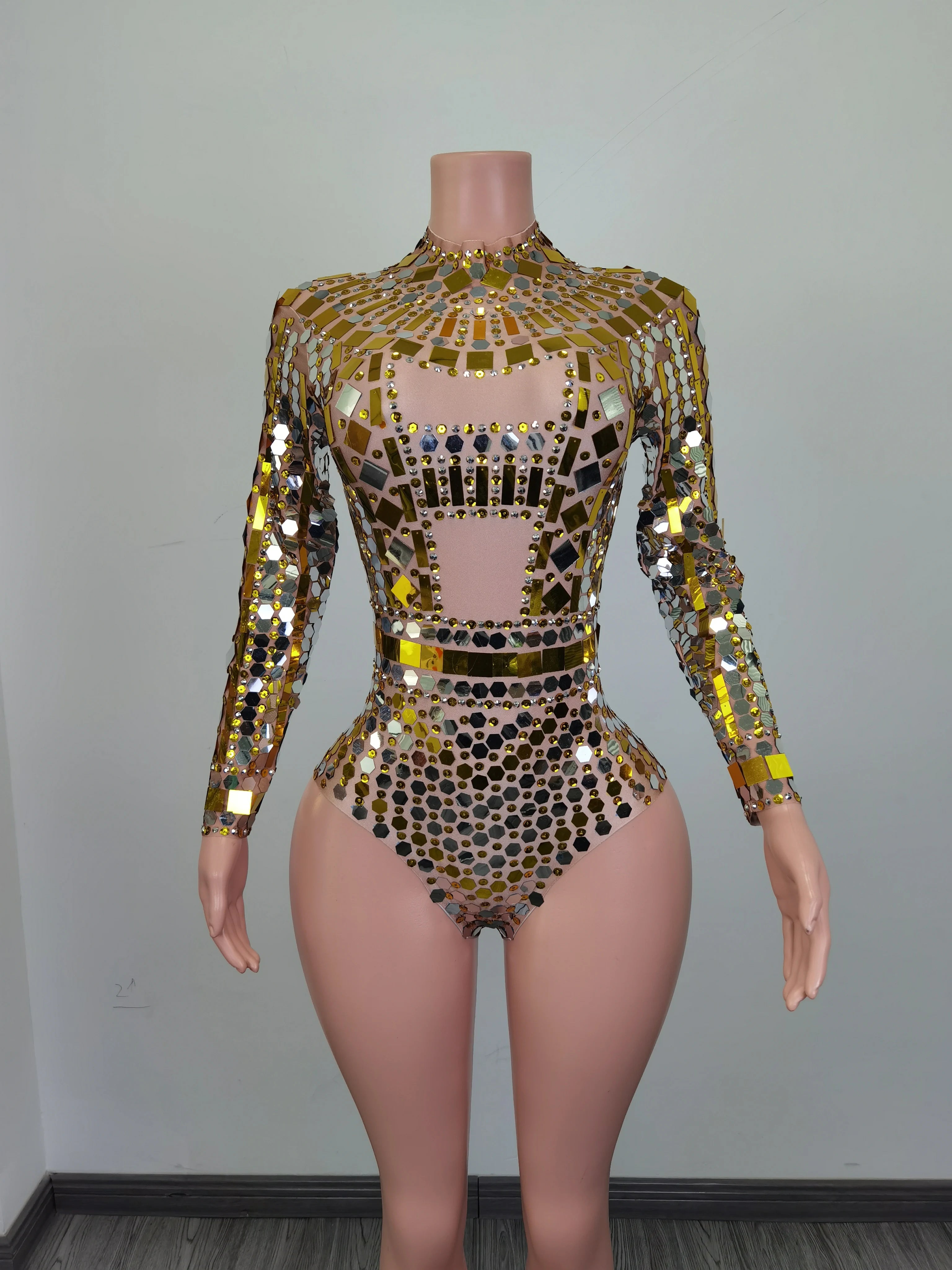 Sparkle Gold Sequins Crystal Diamond Jumpsuits