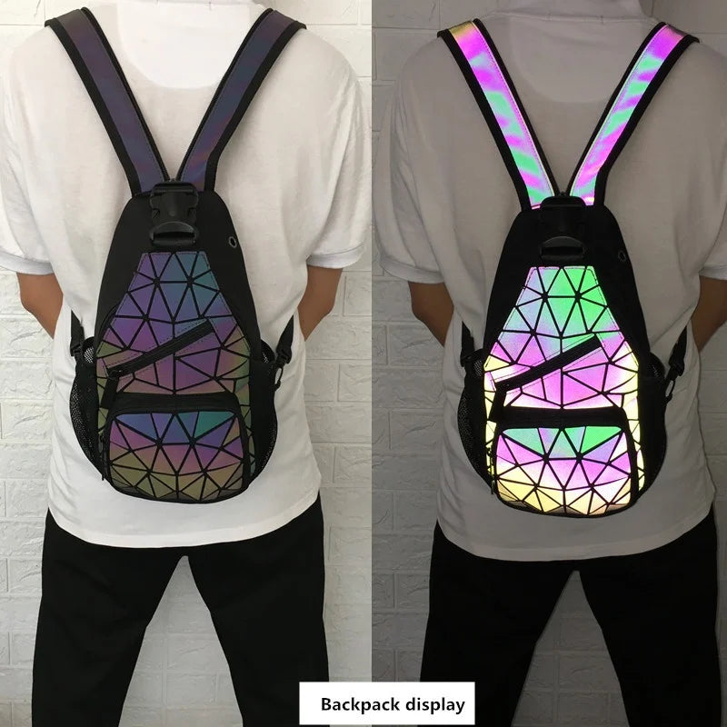 Holographic Geometric Male Shoulder Bag