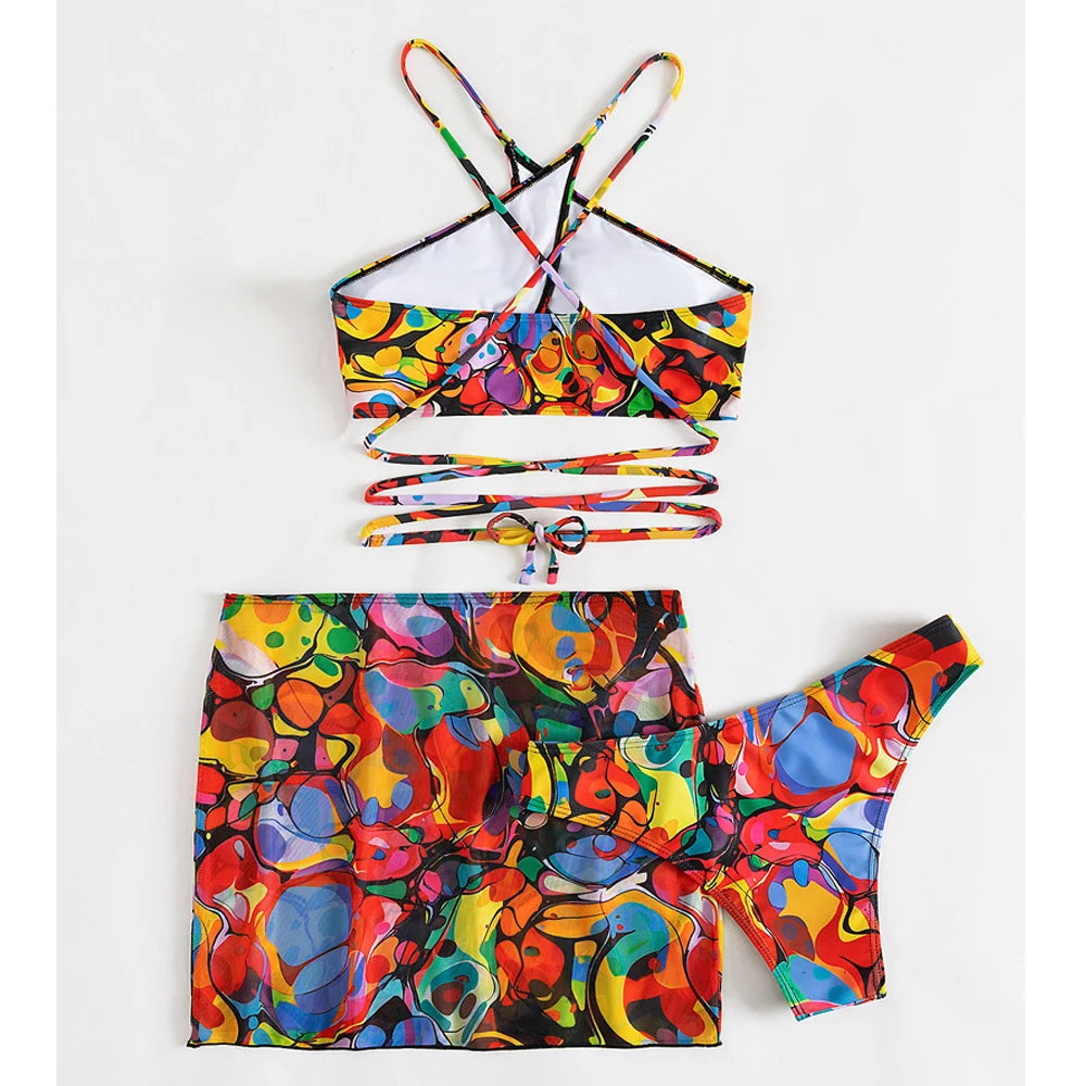 3 Piece trippy Matching rave outfit Set