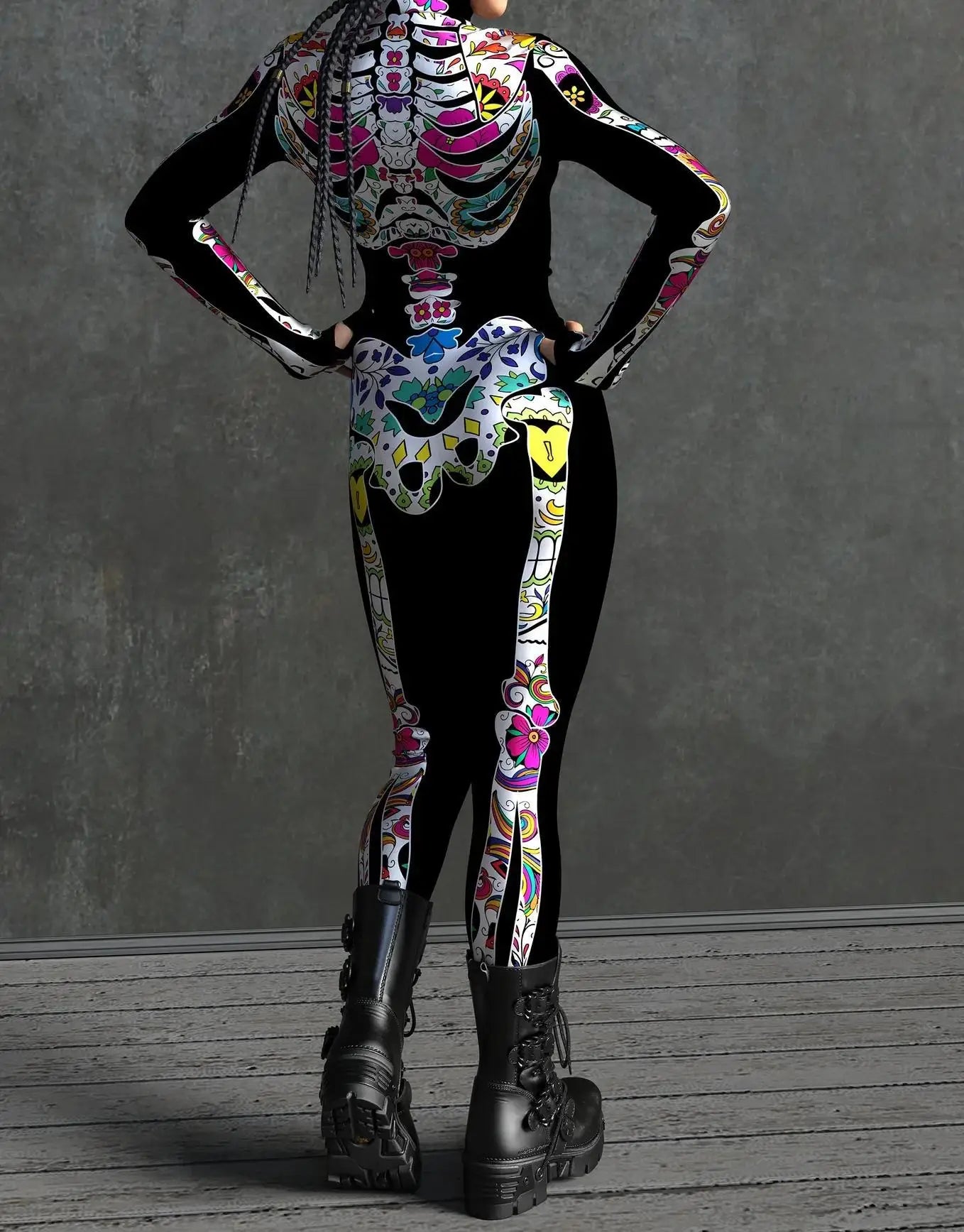 Colorful Skeleton Full-Body Rave Bodysuit