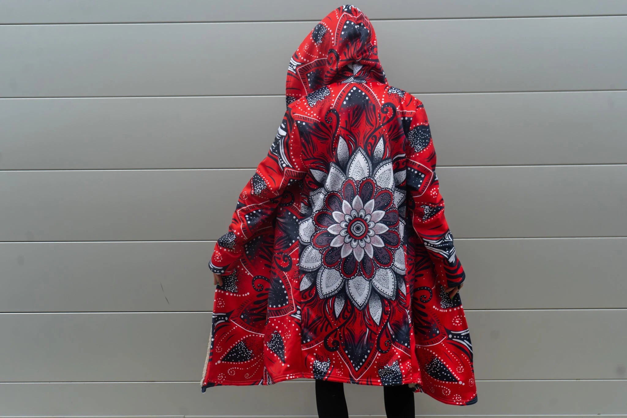 Psychedelic hooded Fleece Lined Cloak