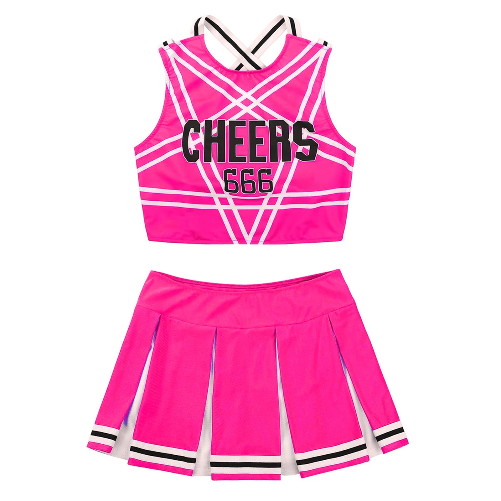 Sexy Cheerleader Costume Crop Tank Top with Mini Pleated Skirt