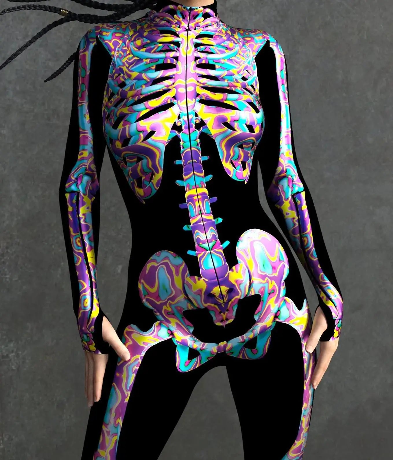 Colorful Skeleton Full-Body Rave Bodysuit