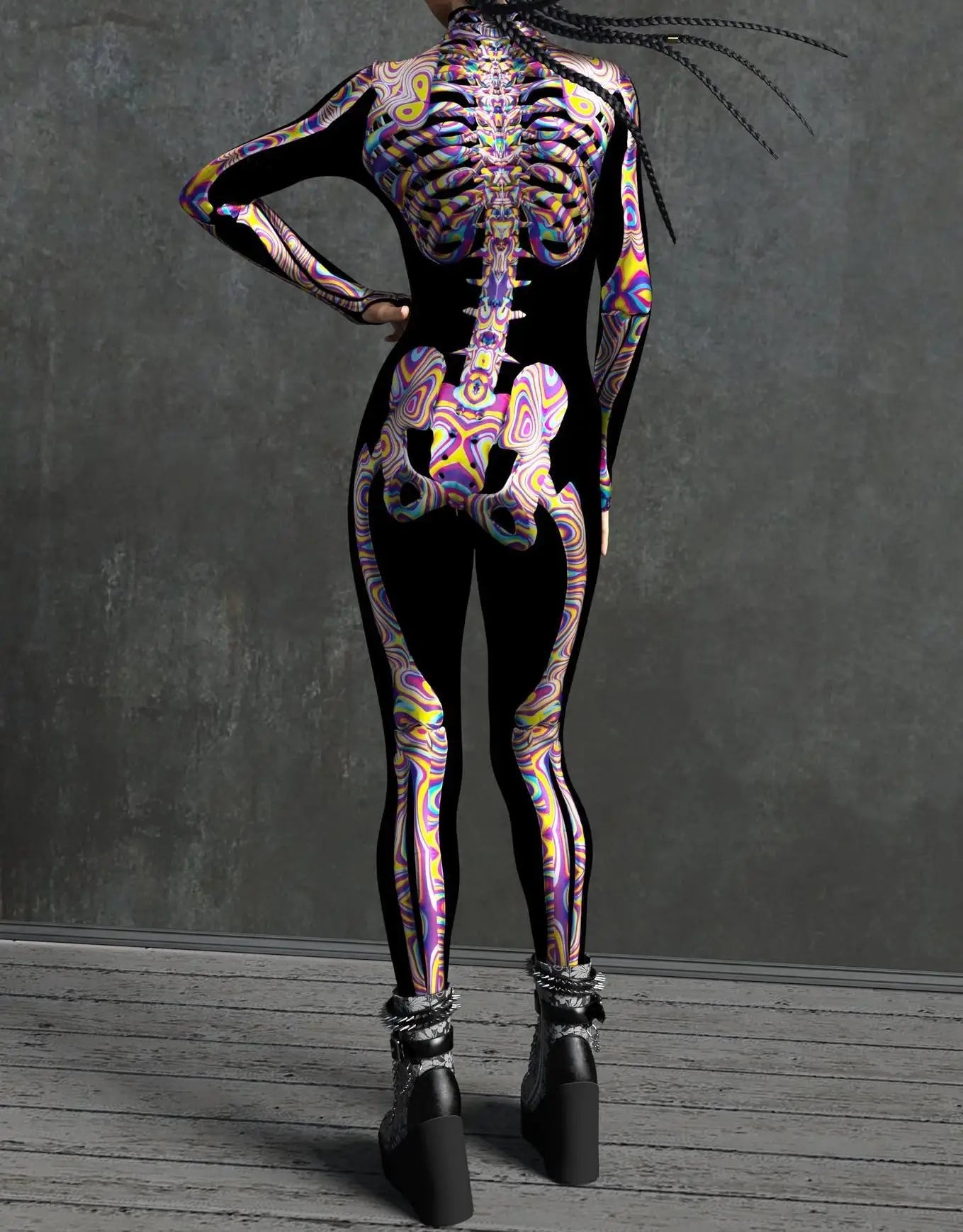 Colorful Skeleton Full-Body Rave Bodysuit