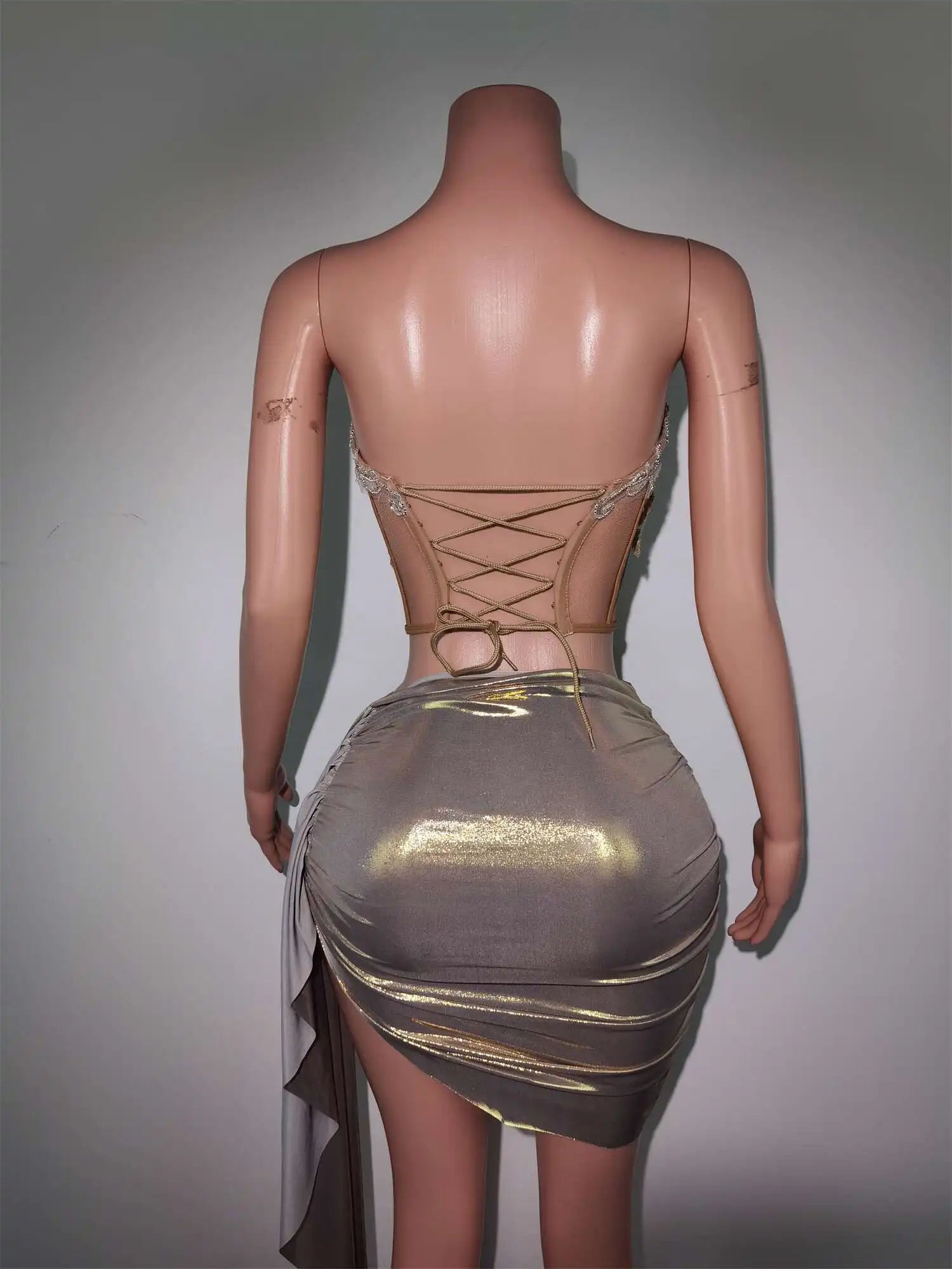 2024 Sexy Gold Bandage Short 2 Piece Evening Dress