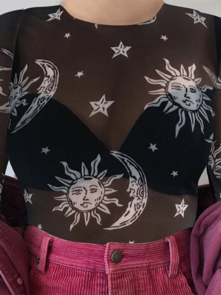 Mesh Sun Moon and Stars Long Sleeve