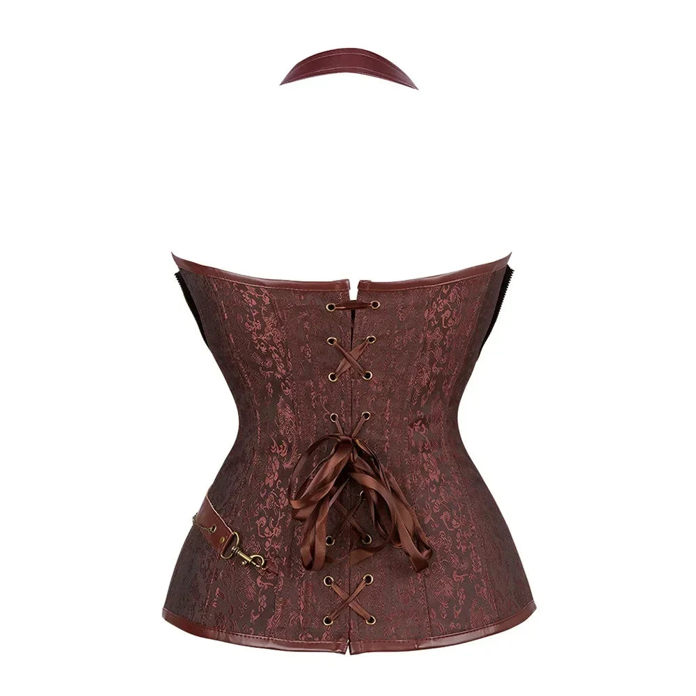 Steampunk Halter Leather Corset