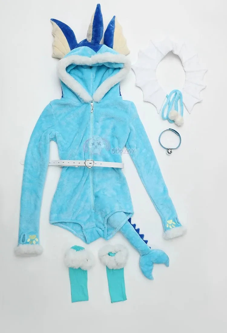 Vaporeon Plush Hooded Rave Romper