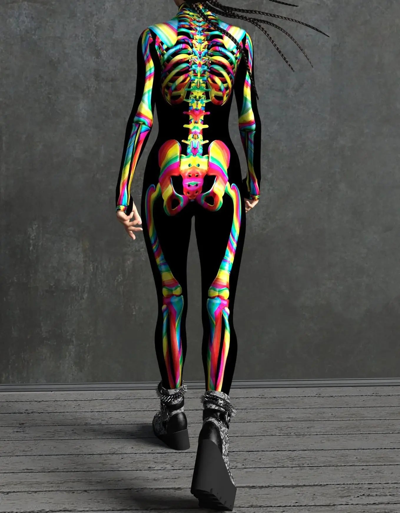 Colorful Skeleton Full-Body Rave Bodysuit