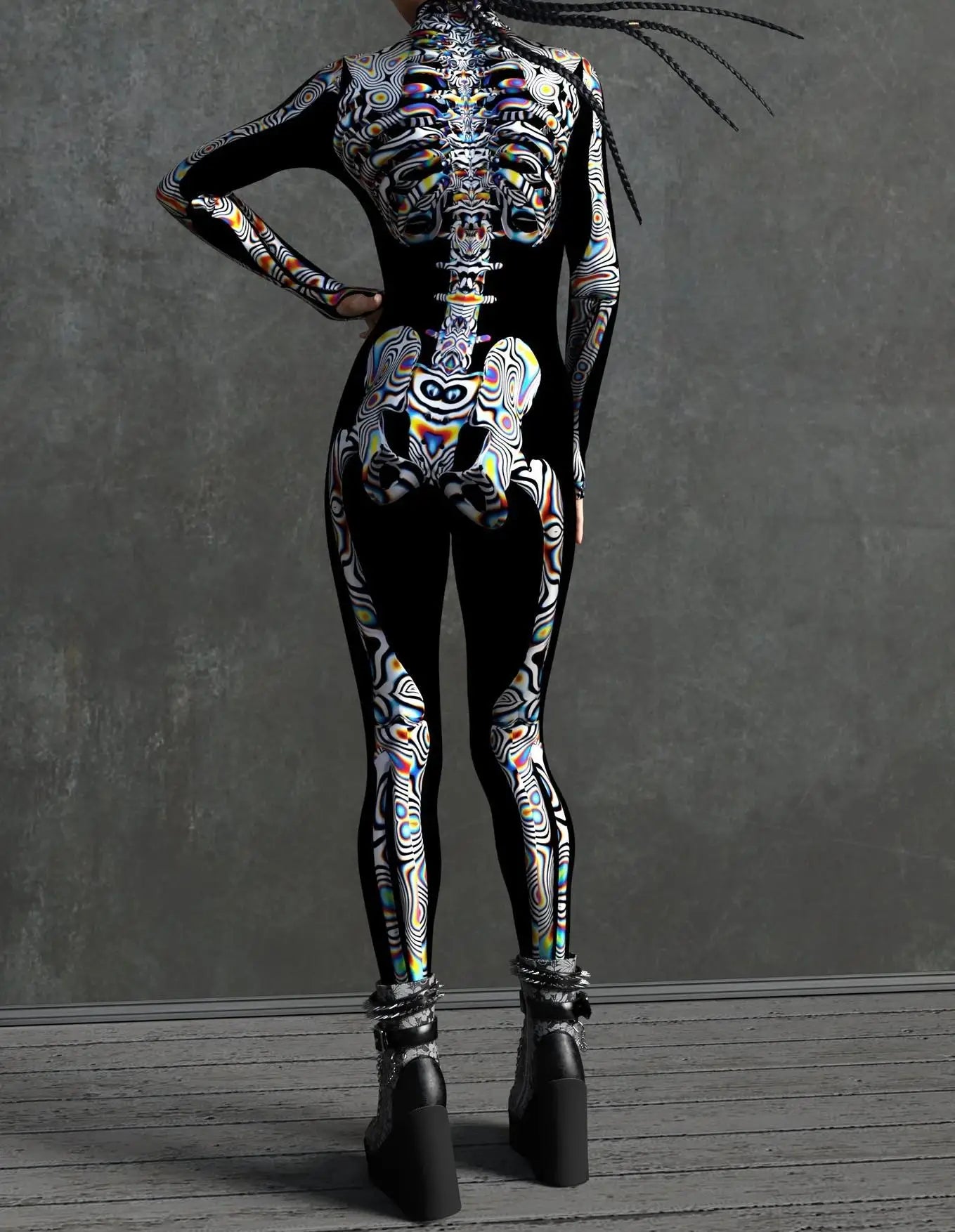 Colorful Skeleton Full-Body Rave Bodysuit