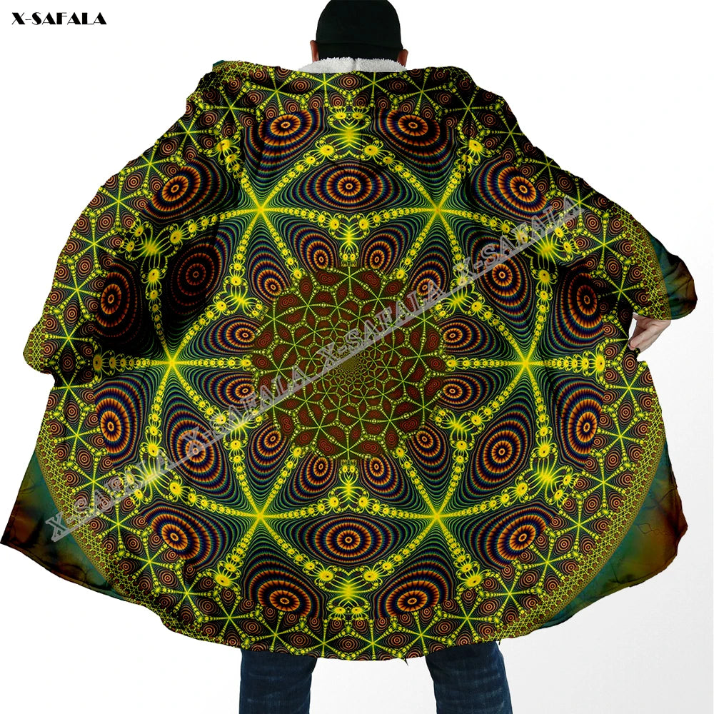 Psychedelic hooded Fleece Lined Cloak