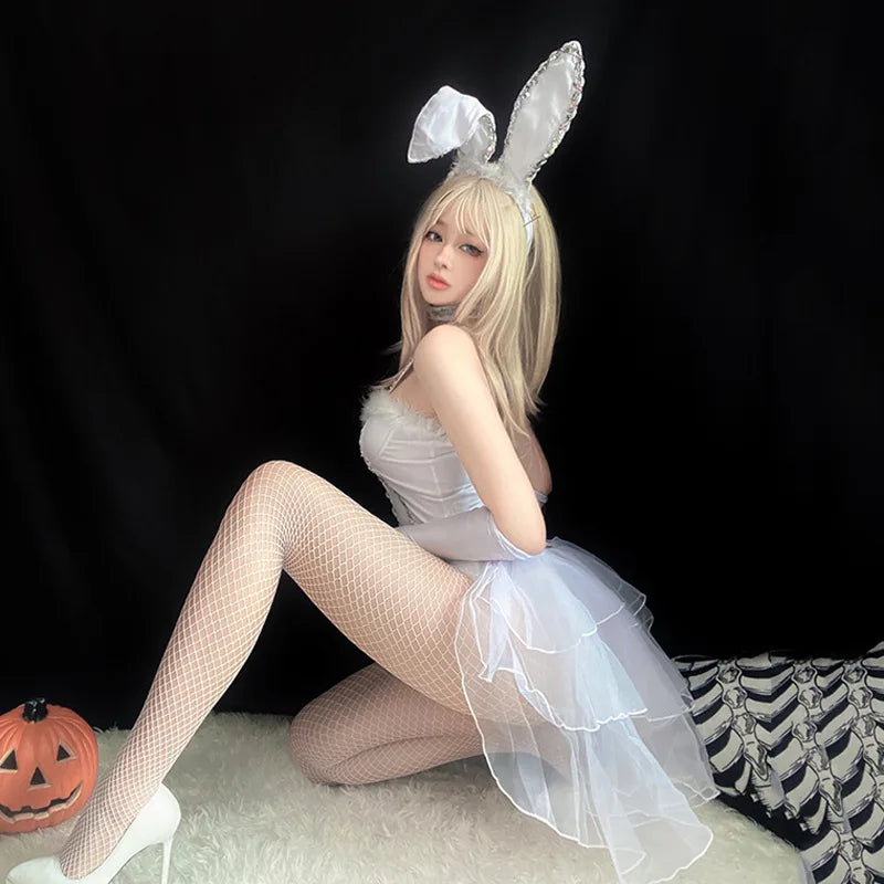 Sexy White Corset Bunny Costume