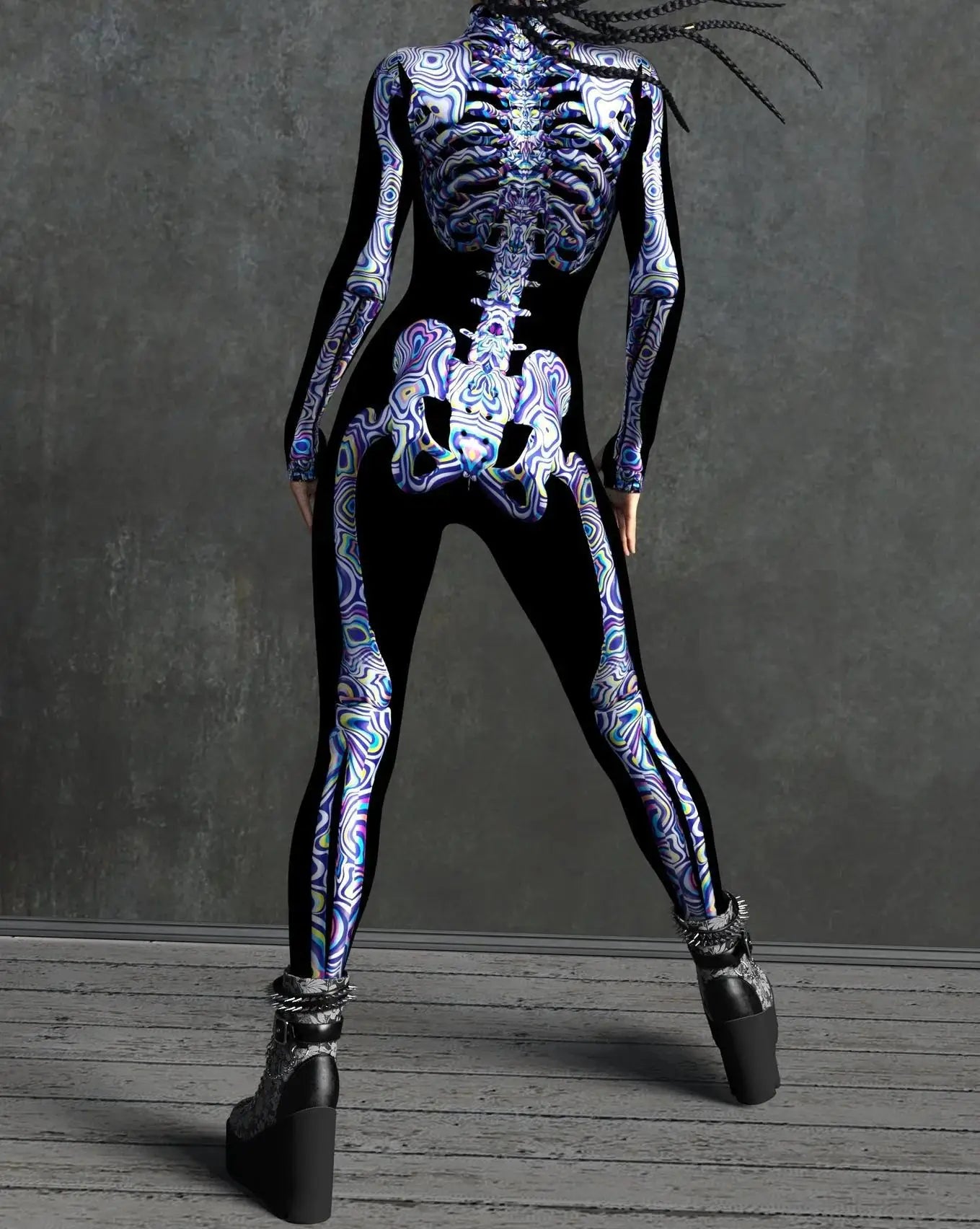 Colorful Skeleton Full-Body Rave Bodysuit