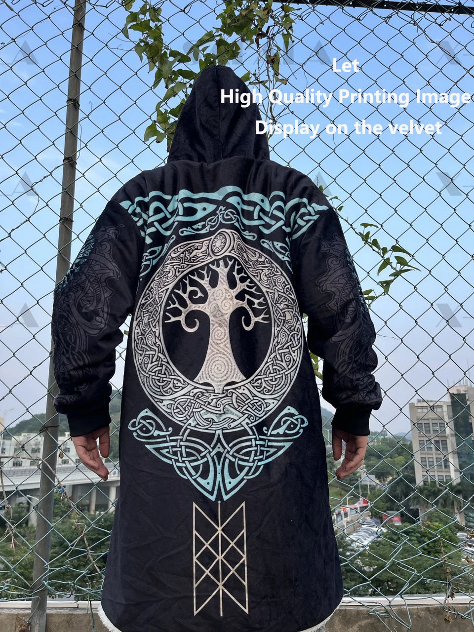 Psychedelic hooded Fleece Lined Cloak