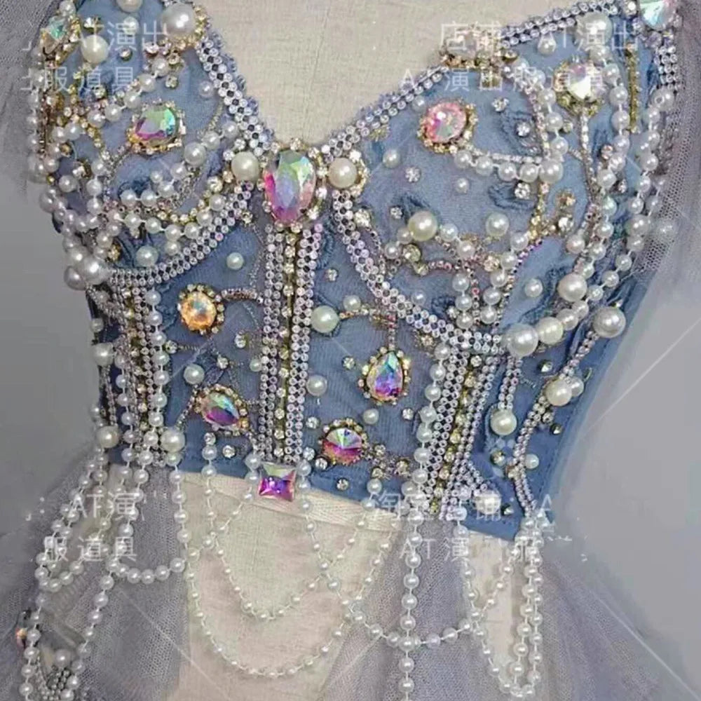 Glamorous Rhinestone Pearl  Rave Outfit