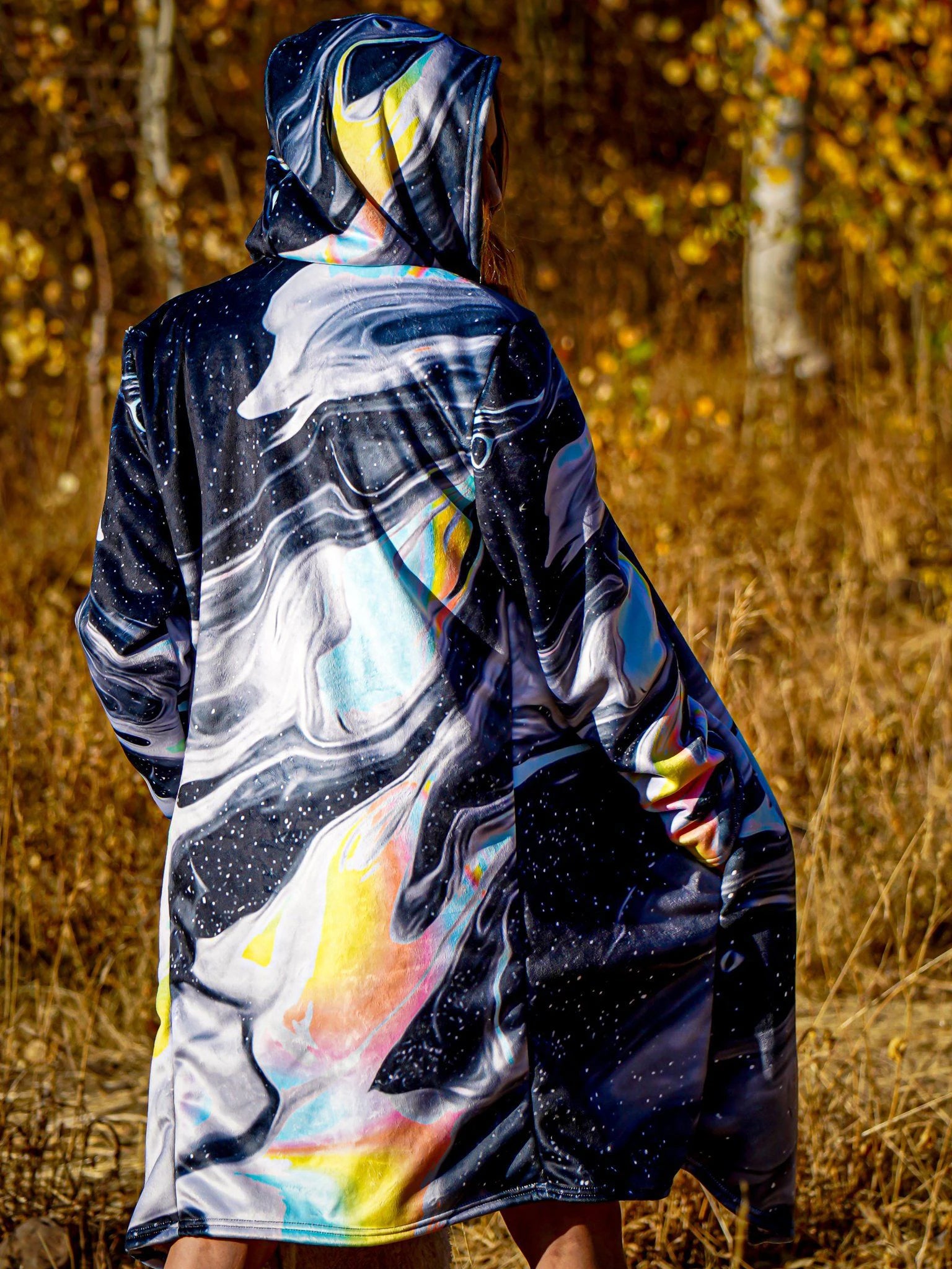 Psychedelic hooded Fleece Lined Cloak