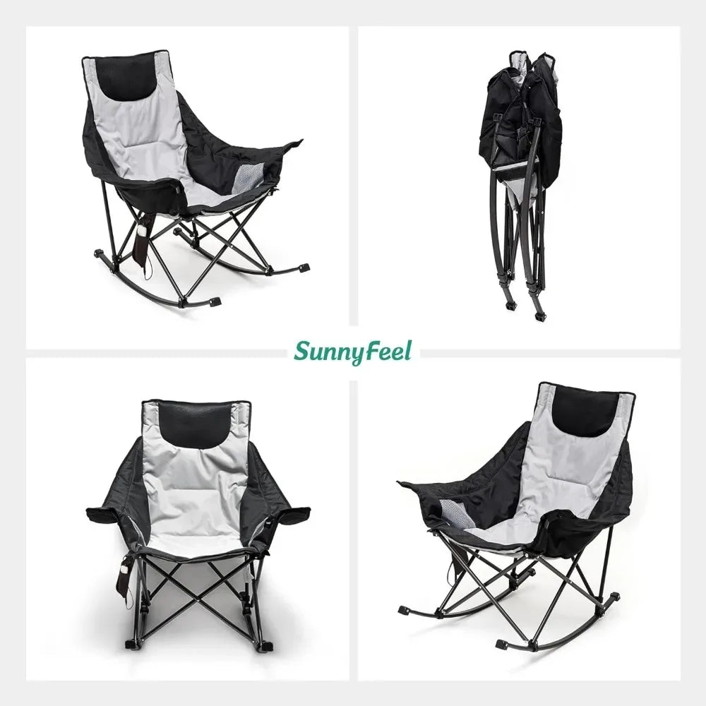 Folding Rocking Camping Chair with Luxury Padded Recliner