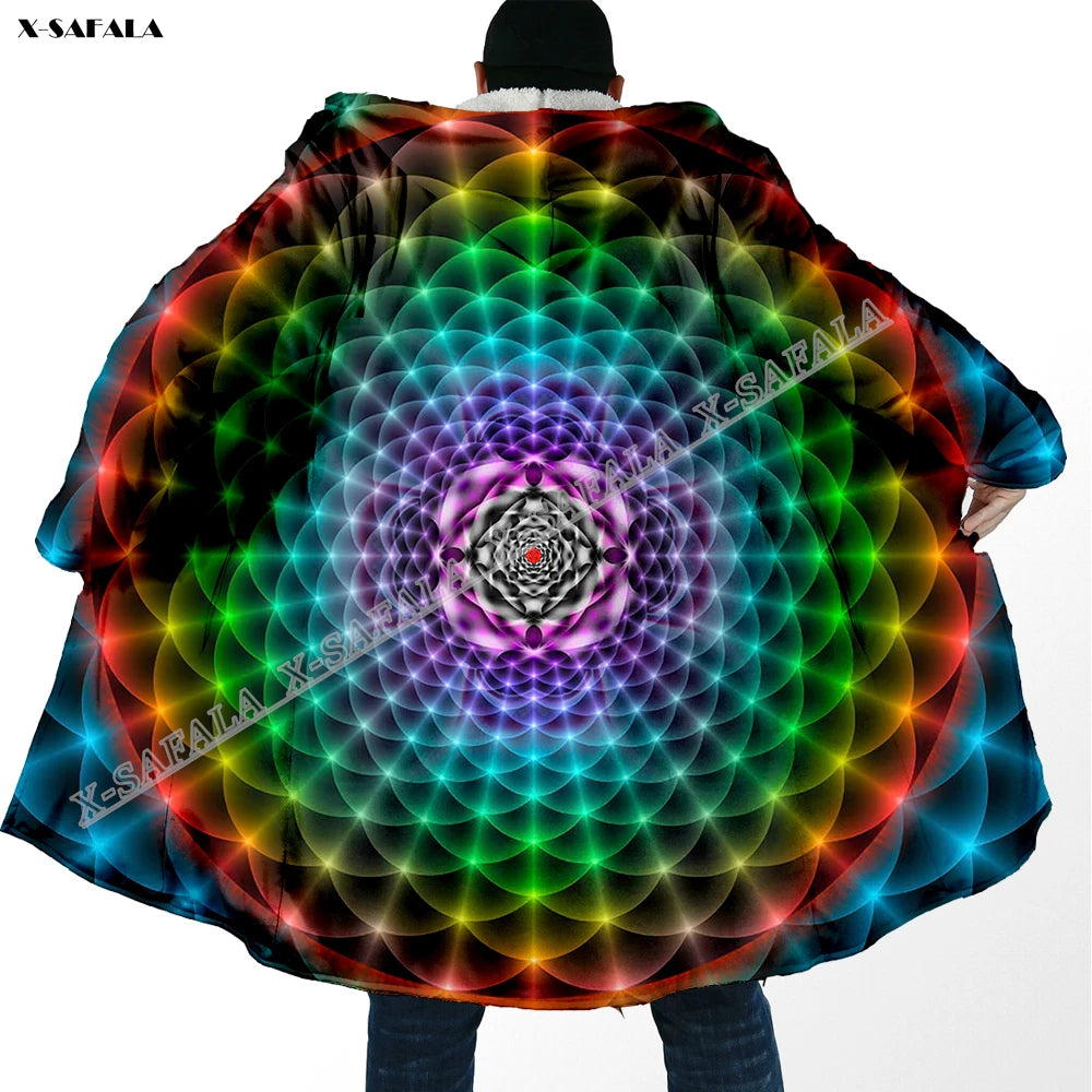 Psychedelic hooded Fleece Lined Cloak