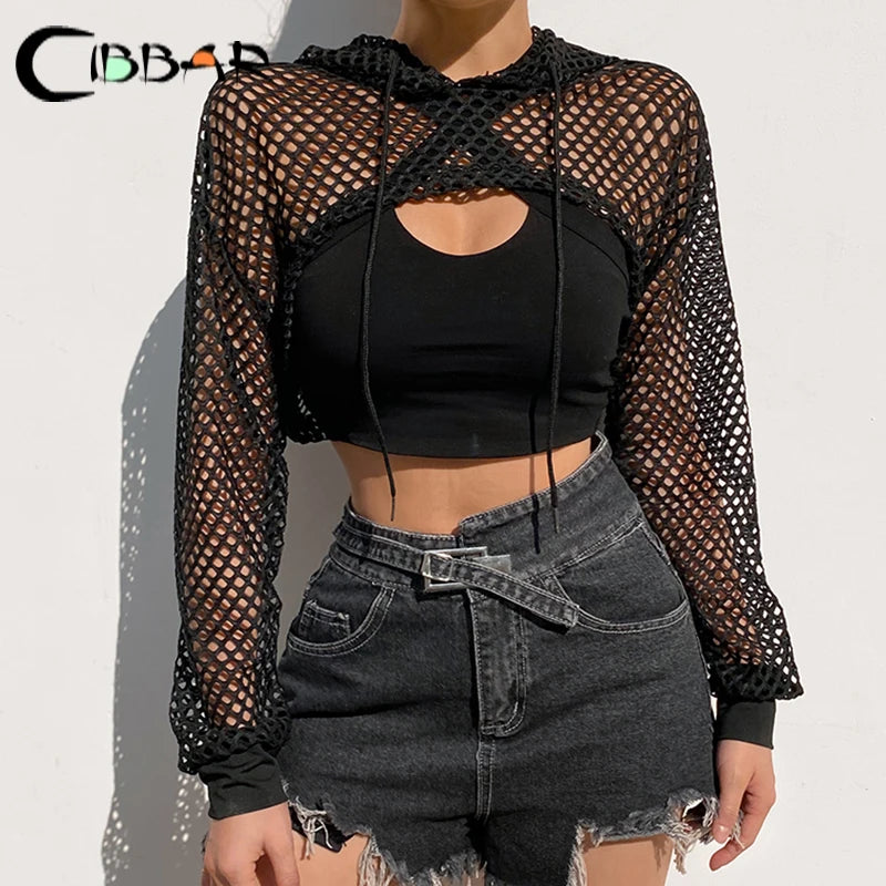 Fishnet Cropped Rave Top