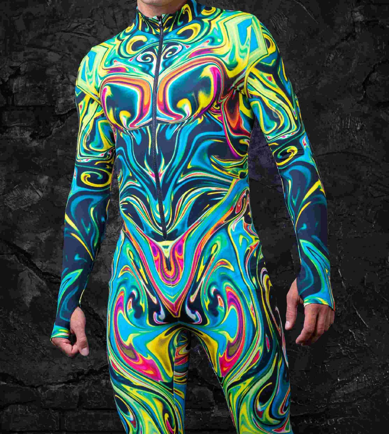 Psyche-Sleek Full-Body Rave Bodysuit Mens