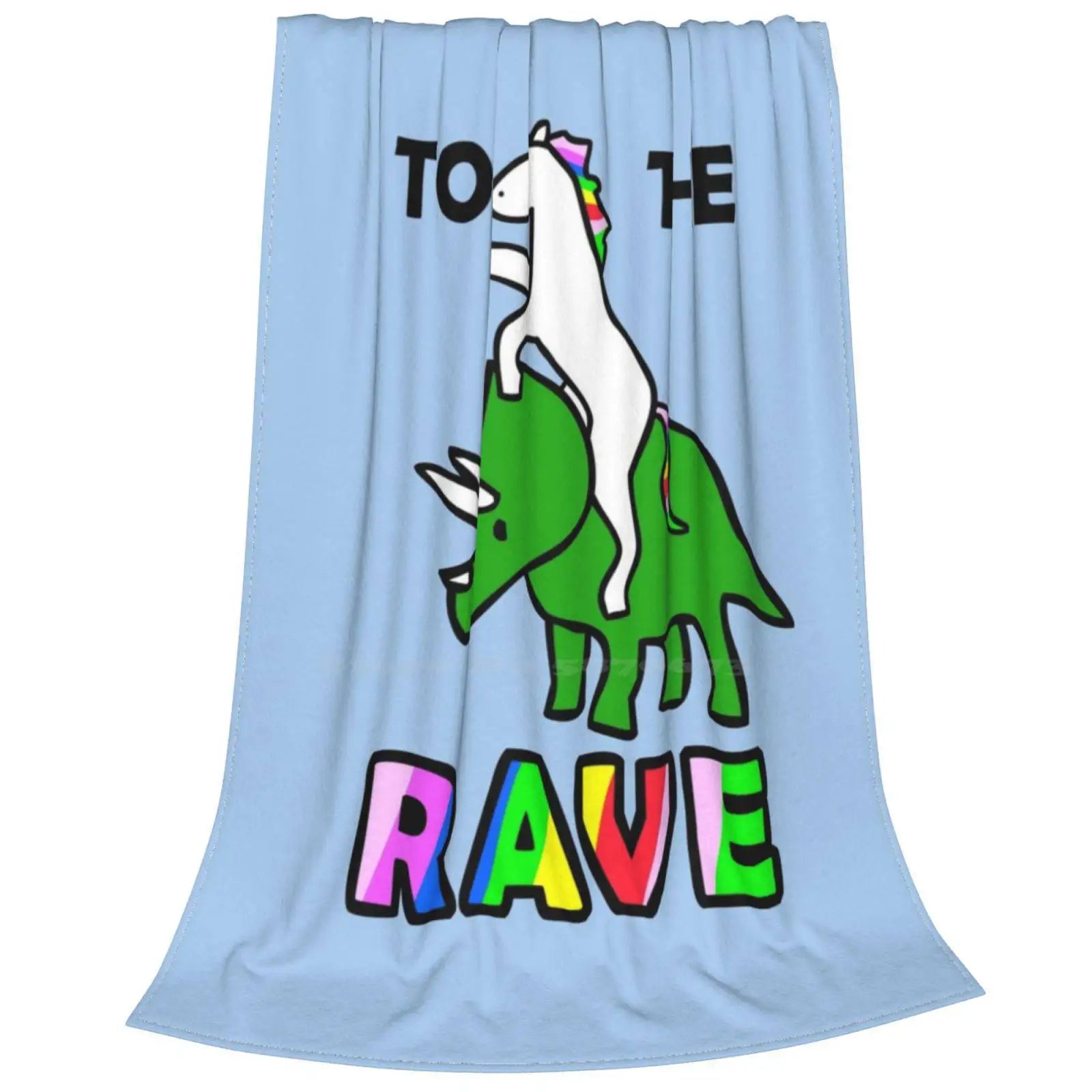 To The Rave! ( Unicorn Riding Triceratops ) throw Blanket