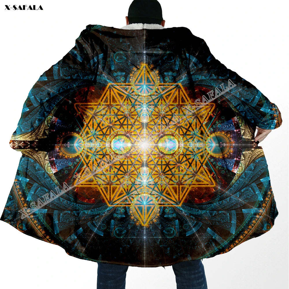 Psychedelic hooded Fleece Lined Cloak