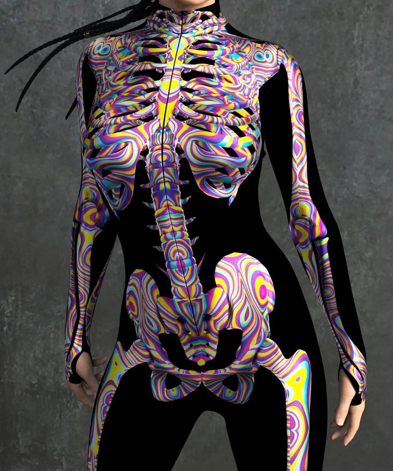 Colorful Skeleton Full-Body Rave Bodysuit